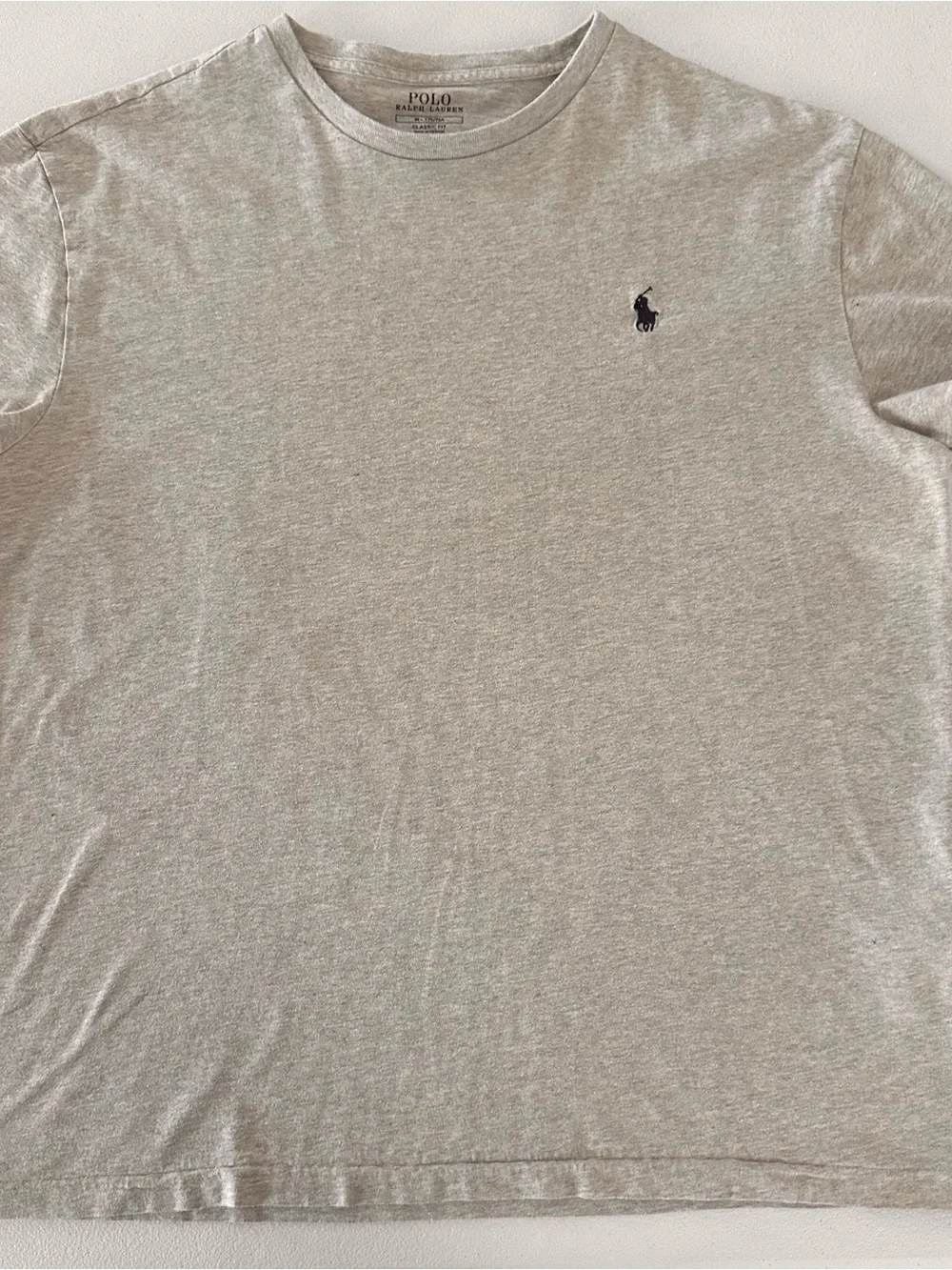Polo by Ralph Lauren Beige Crewneck Tee with Navy Logo